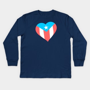 Puerto Rico Boricua Flag Heart Kids Long Sleeve T-Shirt